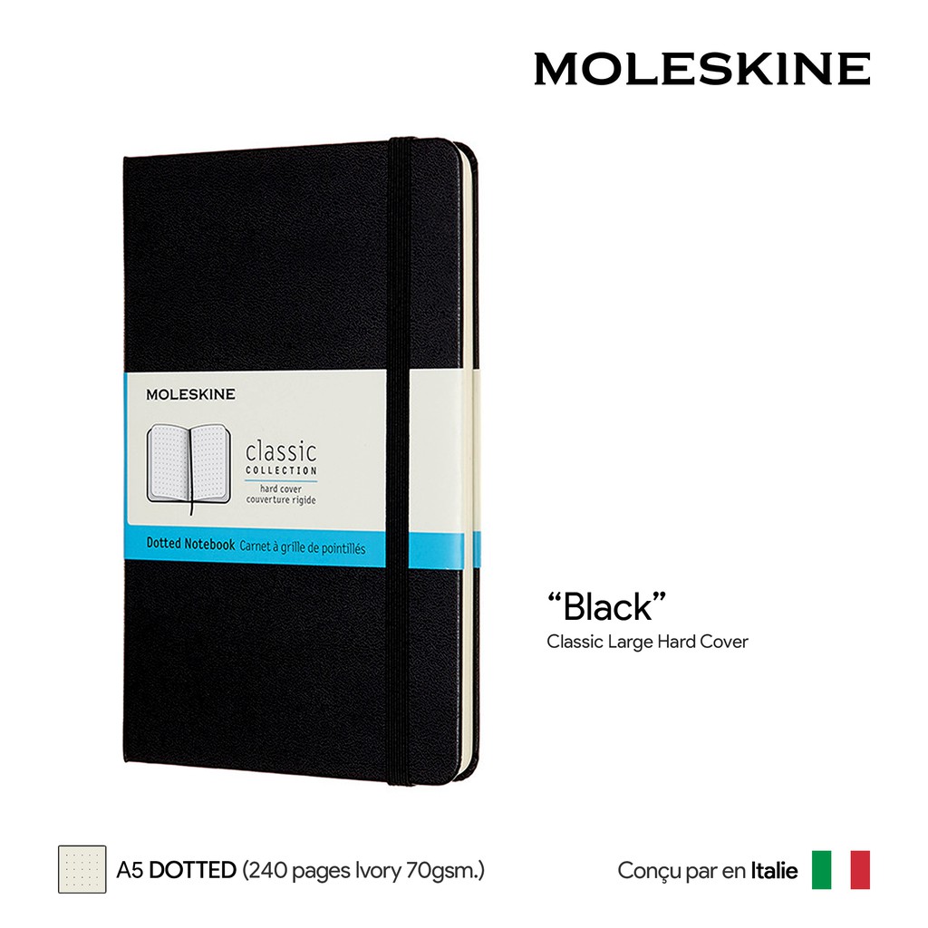 Moleskine Dotted Large Hard Cover (A5) (Black) สมุดโน๊ต Moleskine A5