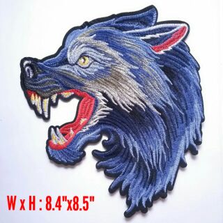 ป้ายปัก ตัวรีดติดหลังเสื้อูปหมาป่าขนาดใหญ่ 8.4"*8.5" LONE WOLF NO CLUB BIKER VEST JACKET PATCH