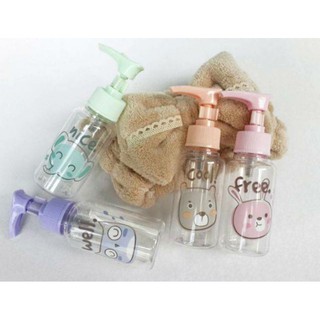 ขวดพลาสติก ขวดแบ่งพกพา แบบหัวปั๊ม 70ml. ลายน่ารักๆ