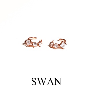 SWAN - Ava Stone Cuff ต่างหูหนีบเงินแท้ คล้องหู ไม่ต้องเจาะ ฝังเพชรคิวบิกเซอร์โคเนีย cubic zirconia