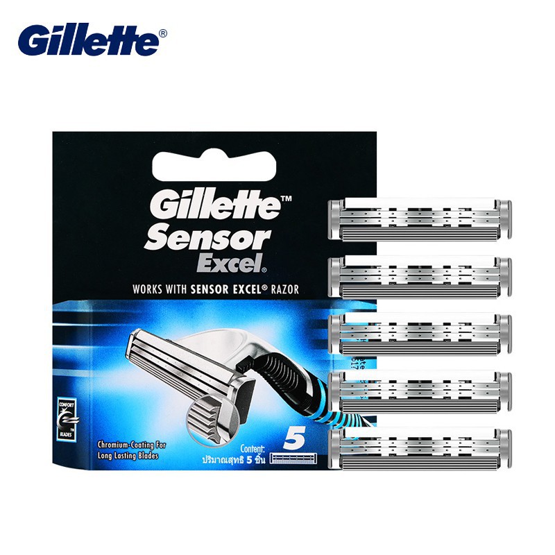 Gillette Sensor Excel มีดโกนหนวด ใบมีดคู่ 5 ชิ้น / แพ็ค