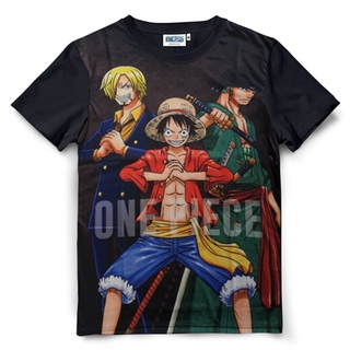 เสื้อยืดการ์ตูนวันพีซสกรีนเต็มตัว Luffy,Zoro,Sanji