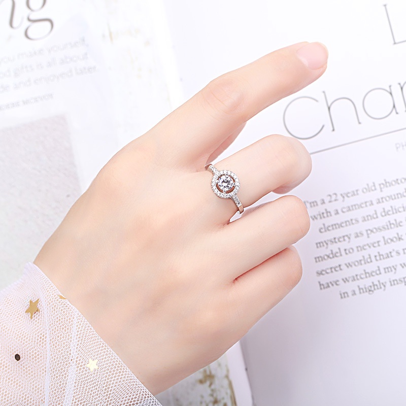 Xiaoxiang แหวนแต่งงาน ประดับเพชร เพทาย ทรงกลม ปรับได้ ของขวัญวันเกิด วันวาเลนไทน์ สําหรับผู้หญิง
