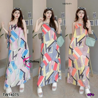 MF14075 Maxi Dress เดรสยาวสายเดี่ยว ชายผ่าข้าง