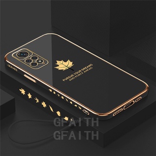 2022 เคสโทรศัพท์ Xiaomi Redmi Note 11 4G 11s Note11 Pro 5G Thai Version New Luxury TPU Soft Case Maple Leaf Electroplated with Hand Strap Lens Protection Cover เคส Note11Pro