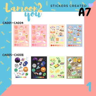 สติกเกอร์ไดคัท Sticker Die-Cut A7 ลายน่ารัก แผ่นละ19฿ 3แผ่น50฿