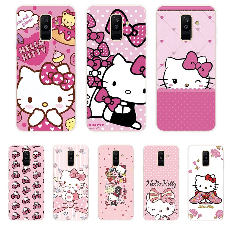 เคสโทรศัพท์ ซิลิโคน TPU แบบนิ่ม ลายคิตตี้ สำหรับ Samsung Galaxy A6 A6+ Plus A7 A8 A8+ Plus A9 2018