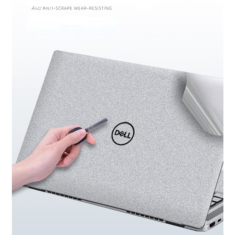 สติกเกอร์ ผิวด้าน สีเงิน 3 ด้าน ถอดออกได้ สําหรับแล็ปท็อป dell inspiron 3515 5501 5510 5515 5410 3511 5508 XPS13 7390 g5 5500 vostro 3510 3501 latitude 3410 14 นิ้ว 15.6 นิ้ว 13 นิ้ว