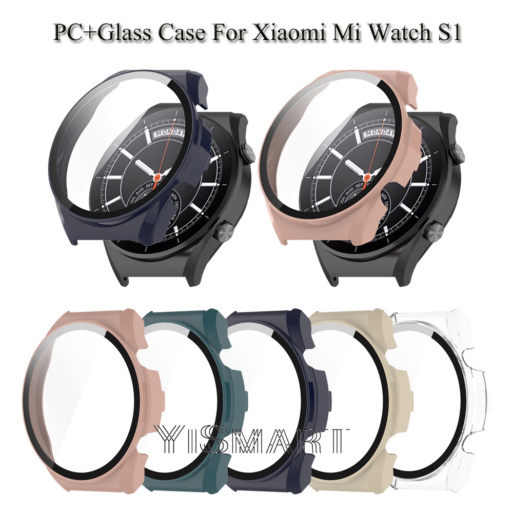 เคสป้องกัน สําหรับ Xiaomi Watch S1 สมาร์ทวอทช์ All-in-one กระจกกันรอยเต็มหน้าจอ + PC กันชน สําหรับ Mi S1 Watch