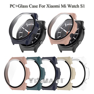 เคสป้องกัน สําหรับ Xiaomi Watch S1 สมาร์ทวอทช์ All-in-one กระจกกันรอยเต็มหน้าจอ + PC กันชน สําหรับ Mi S1 Watch