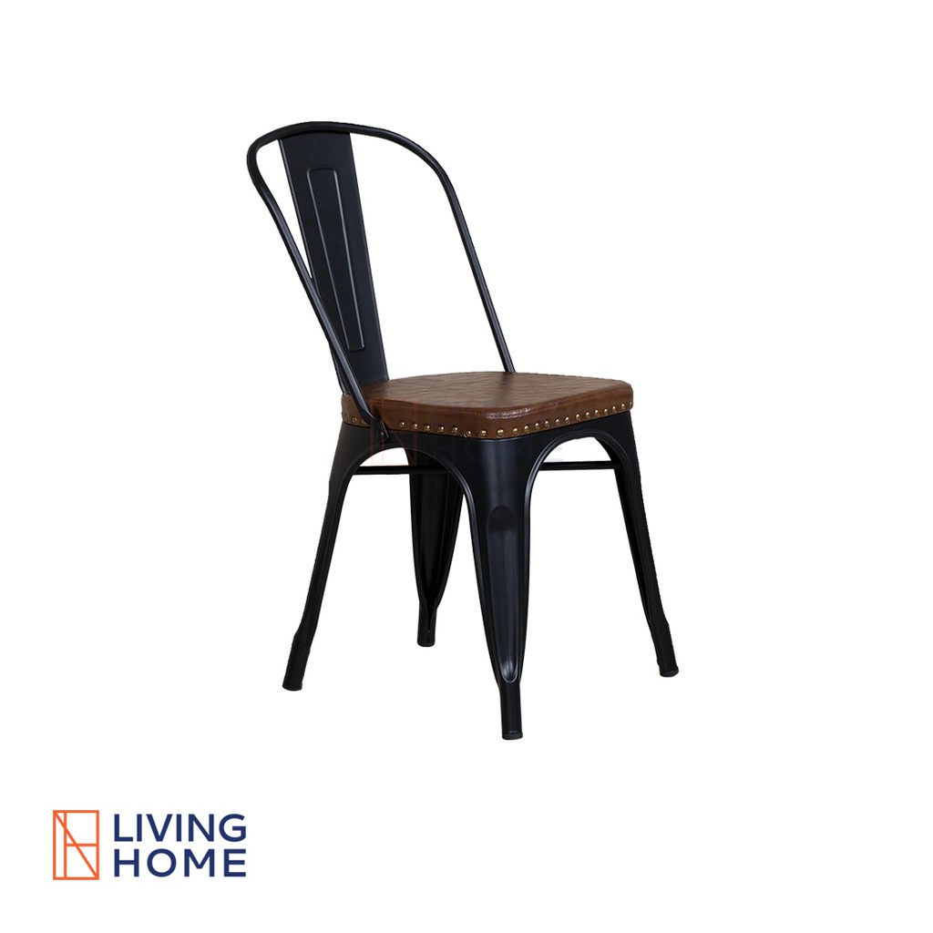 เก้าอี้เหล็กสไตล์ LOFT เก้าอี้เกาหลี 1 ที่นั่ง สีน้ำตาล   | Livinghome