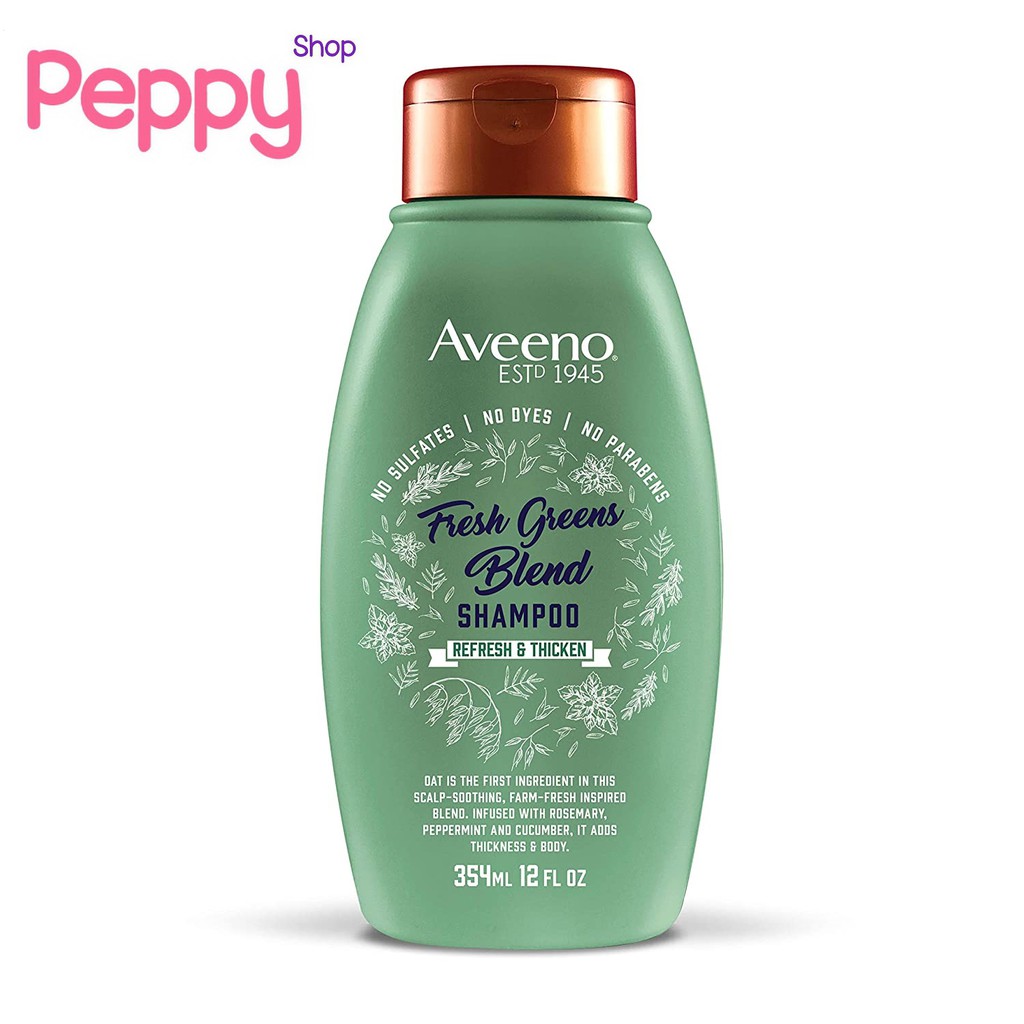 Aveeno Fresh Greens Blend Shampoo (354 ml) แชมพูกลิ่นโรสแมรี่ สะระแหน่ และแตงกวา