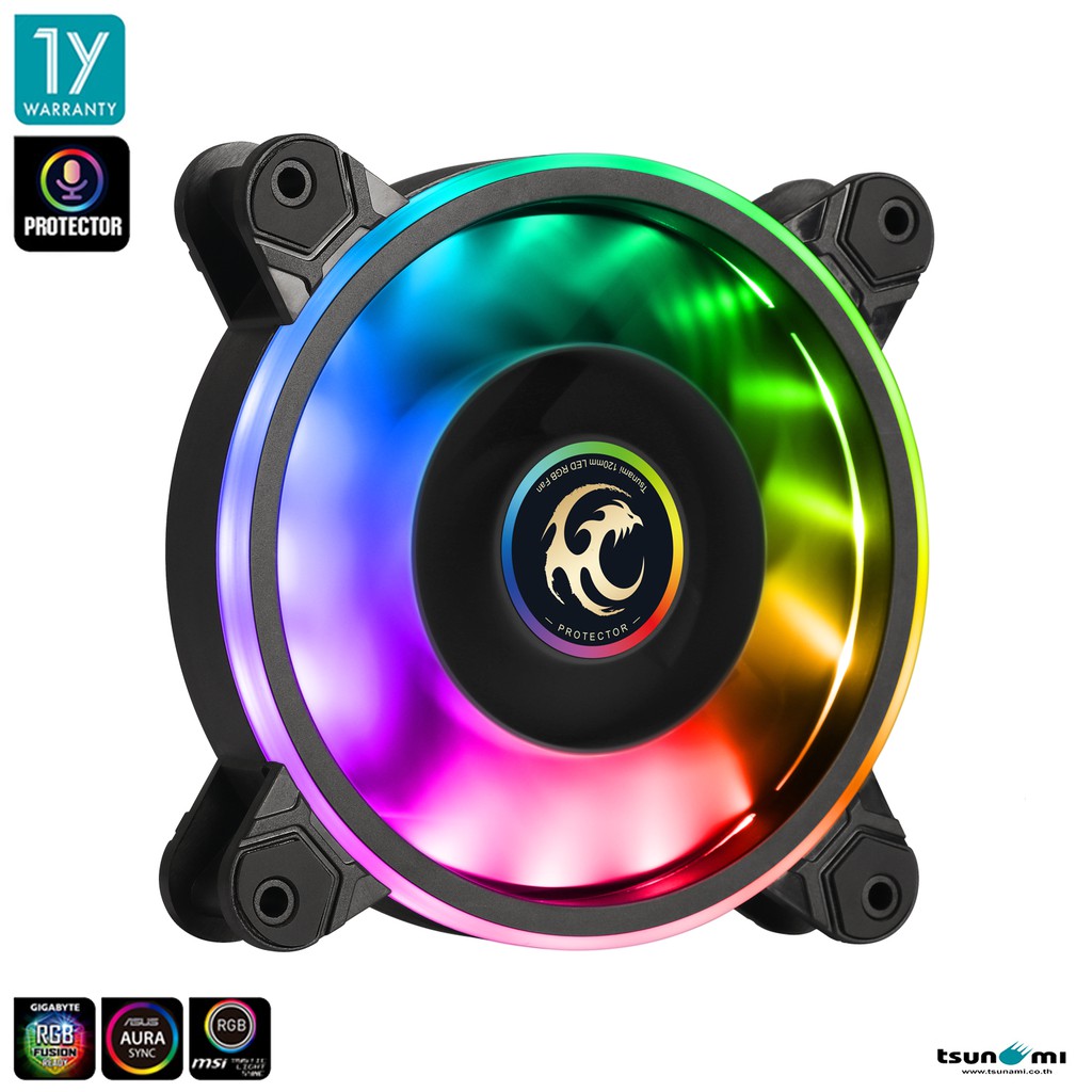 พัดลมระบายความร้อน Tsunami Protector 1262 Cooling Fan x5 (Additional Package) ARGB 12CM รับประกันสินค้า 1 ปี