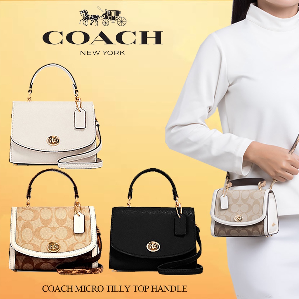 COACH MICRO TILLY TOP HANDLE IN BLOCKED SIGNATURE CANVAS COACH3079