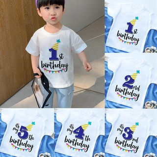 Its My Birthday1-5 ปี เสื้อยืดลําลอง แขนสั้น เหมาะกับฤดูร้อน สําหรับเด็กผู้ชาย เหมาะกับงานปาร์ตี้วันเกิด