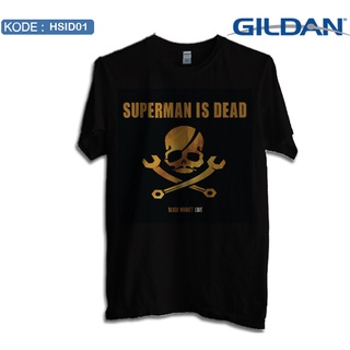 เสื้อยืดผ้าฝ้าย เสื้อยืด พิมพ์ลาย Superman is dead band black market love original gildan hsid01