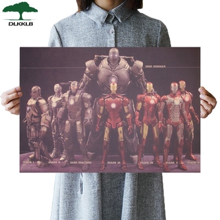 สติกเกอร์ติดผนังลาย Marvel Hero Iron Man สไตล์วินเทจสําหรับตกแต่งบ้าน 51X36 ซม .