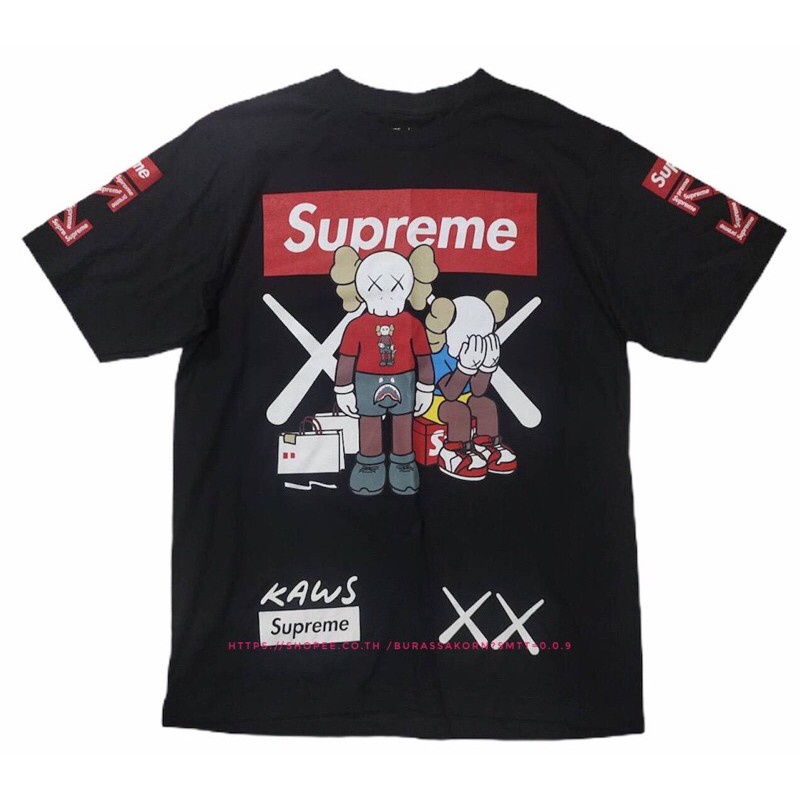 ✑✚เสื้อยืด Off White KAWS เสื้อสตรีท KAWS Off White