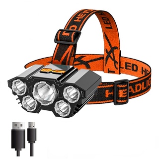 ไฟฉาย 5LED พร้อมแบตเตอรี่ 18650 ชาร์จ Usb ขนาดพกพาสําหรับตั้งแคมป์เดินป่าทํากิจกรรมกลางแจ้ง