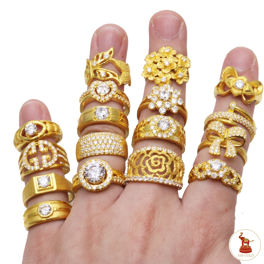 แหวนทอง 2 สลึง ทอง 96.5% รวมลายแฟชั่นเพชรcz & สองสี มีใบรับประกันทอง [ผ่อน0%บัตรเครดิต ]