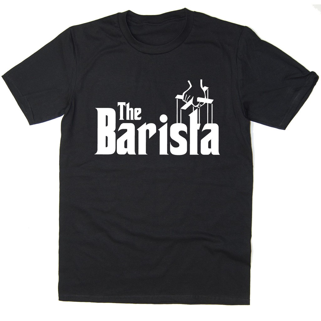Fsd11ew2e เสื้อยืด ผ้าฝ้าย พิมพ์ลาย The Barista Coffee Godfather Spoof y สีดํา สําหรับผู้ชาย RT645E65TER17233