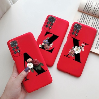 เคสโทรศัพท์มือถือ ซิลิโคนนิ่ม กันกระแทก ลายดอกไม้ ตัวอักษร หรูหรา สําหรับ Xiaomi Redmi Note 11 Redmi Note 11s 11 PRO