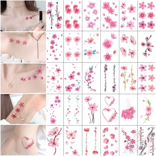 ✿ ชุดซากุระ โรแมนติก สีชมพู 02 ◈ สติกเกอร์รอยสักชั่วคราว ✿ 30 แผ่น / เซต รอยสัก กันน้ํา สําหรับเซ็กซี่ แขน ไหปลาร้า ร่างกาย ศิลปะ มือ เท้า