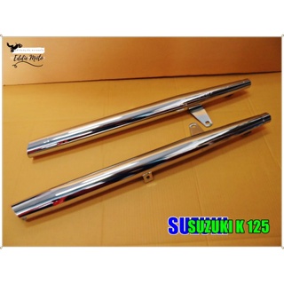 SUZUKI K125 EXHAUST MUFFLER "CHROME PLATED" (1 PAIR) // ท่อไอเสีย เหล็กชุบโครเมี่ยม  สินค้าคุณภาพดี