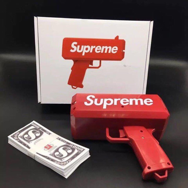 gunยิงเงินgunยิงแบงค์ Supreme  supremeยิงแบ้งค์มีไฟใช้ถ่าน ของเล่นที่ยิงธนบัตร ที่ยิงแบงค์พร้อมธนบัตร50ใบ 699 ✨✨