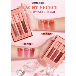 HF5041 PEACHY VELVET LIQUID LIPS SET ซีเวนน่า คัลเลอร์ พีช เวลเวท ลิควิด ลิปส์ เซท