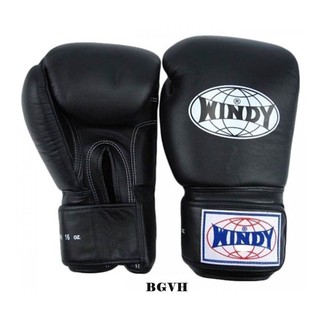 Windy Boxing Gloves BGVH Black 8,10.12,14,16 oz. นวมซ้อม มวยไทย วินดี้สปอร์ต เมจิคเทป สีดำ หนังแท้ ผลิตในประเทศไทย