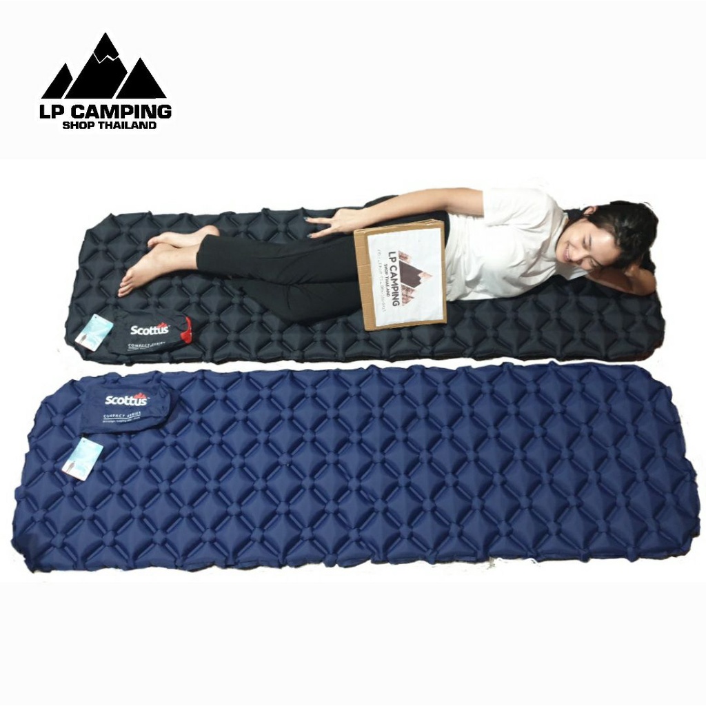 Scottus camping แผ่นรองนอน เป่าลม พับเก็บได้ พกพาสะดวก น้ำหนักเบา 40D Nylon Ripstop TPU ผ้าหนา ของแท้ - รูปที่ 5