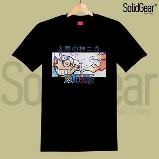 เสื้อยืดผ้าฝ้ายเสื้อยืด พิมพ์ลายอนิเมะ Luffy 5th Gear God Nika สีพื้นL XL  XXL 3XL