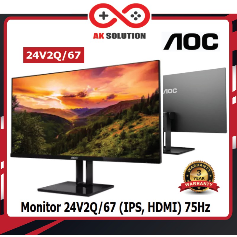 MONITOR (จอมอนิเตอร์) AOC รุ่น 24V2Q/67 23.8” IPS 75Hz (2HDMI) FREESYNC - ประกัน 3 ปี Onsite Service(By AOC) #7