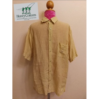 Henry Cottons Brand_2nd hand เสื้อเชิ้ตแขนสั้นผ้าลินิน (Linen) 100% แท้มือสองกระสอบนำเข้า​ SIZE 41