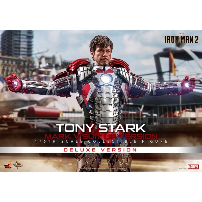 HOT TOYS  MS600 - Iron Man 2 - 1/6th scale Tony Stark (Mark V Suit up Version) Collectible Figure (Deluxe Version)