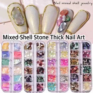 🐌เซ็ตเปลือกหอย เปลือกหอยแต่งเล็บ Mixed  Shell Stone Thick  Nail Art