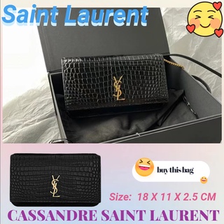 แซงต์โลรองต์  Saint Laurent  ysl  CASSANDRE SAINT LAURENT กระเป๋าสายหนังเรียบ/กระเป๋าสะพายข้าง/กระเป๋าสะพายโซ่/กระเป๋าผู