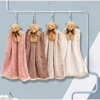 ShopAt.Two[NP-7132] ผ้าเช็ดมือแบบแขวน ตุ๊กตาหมี ผ้าเช็ดทำความสะอาดเอนกประสงค์