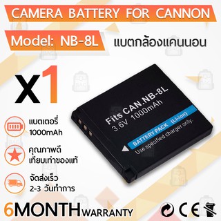 รับประกัน 1ปี - แบตเตอรี่ NB-8L แคนนอน สำหรับ Battery NB8L แบตเตอรี่กล้อง Canon NB-8L, CB-2LA and PowerShot A2200, A3000