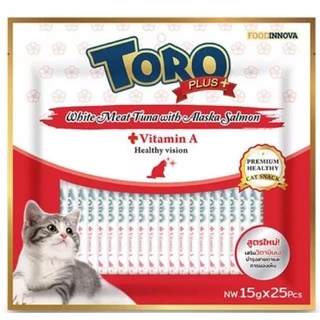 ขนมแมวเลียโทโร่พลัส toro toro plus เกรดพรีเมี่ยมแบบแพคมี25ซอง ขนาด15กรัม รับประกันสินค้าใหม่