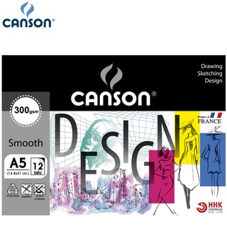 Canson(แคนสัน)สมุดวาดเขียน FINE FACE หนา 300 gsm ขนาด A5 (บรรจุ 12 แผ่น) ผิวเรียบ 600758