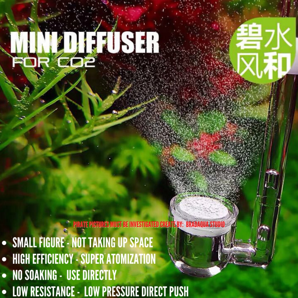 BSFH Aquarium อะคริลิค Mini CO2 Diffuser