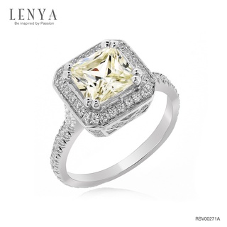 Lenya Jewelry แหวนเพชรDiamondLikeสีแฟนซีประดับด้วยCubic Zirconia เม็ดเล็ก 103 เม็ดล้อมรอบเพชรกลาง และตามตัว