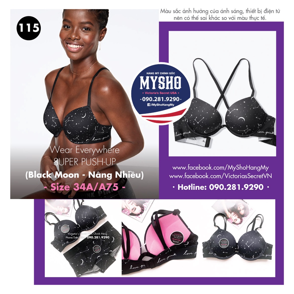 [Size 34A/A75 - 115] Wear Everywhere Super Push-up Bra (Black Moon - High Lift)