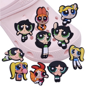 Powerpuff Girls Thems Jibbits เข็มกลัด ลายการ์ตูน สําหรับตกแต่งรองเท้า Croc Jibitz สําหรับผู้หญิง