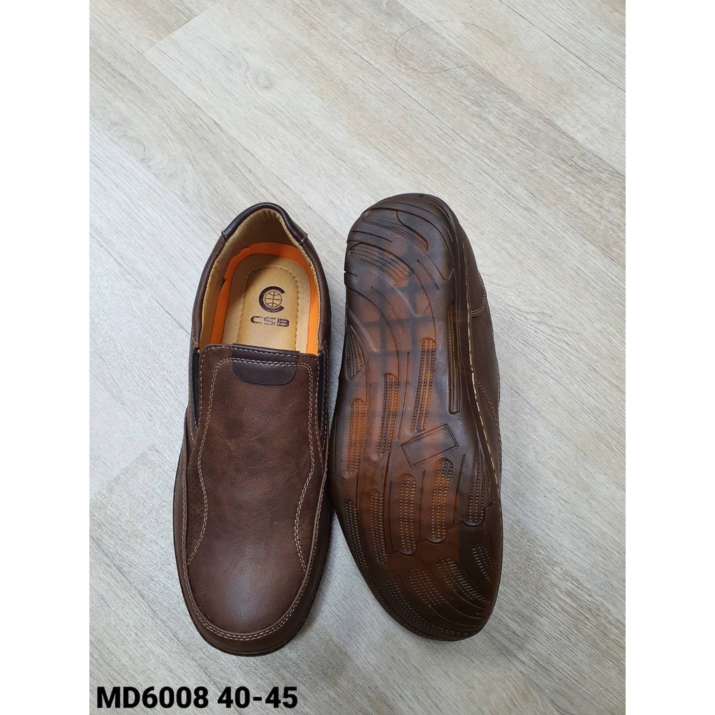 MD6008รองเท้าหนังลำลองผู้ชายมี2สีดำน้ำตาลเหมาะกับคนมีหน้าเท้า