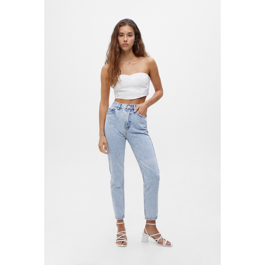  pullbear basic mom high rise ankle length 