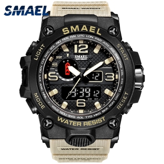 Smael นาฬิกาข้อมือดิจิตอล Led สีดํากันน้ําสําหรับผู้ชาย 24h Chronograph Led