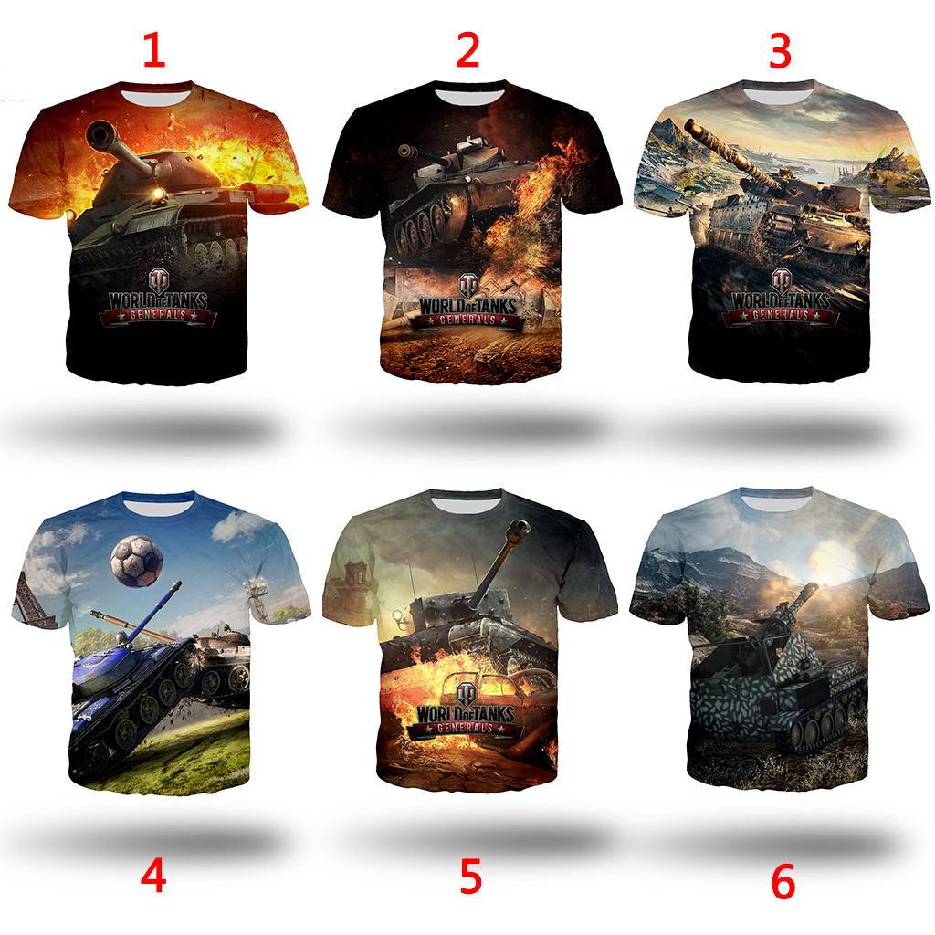 เสื้อยืดแขนสั้นฮิปฮอปพิมพ์ลาย Game World Of Tanks 3 D สําหรับผู้ชายเสื้อยืดลายทาง
